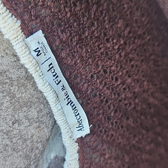 Abercrombie & Fitch Brown Knit Swim Cover Up Mini Dress with Cream Trim - Picture 6 of 11